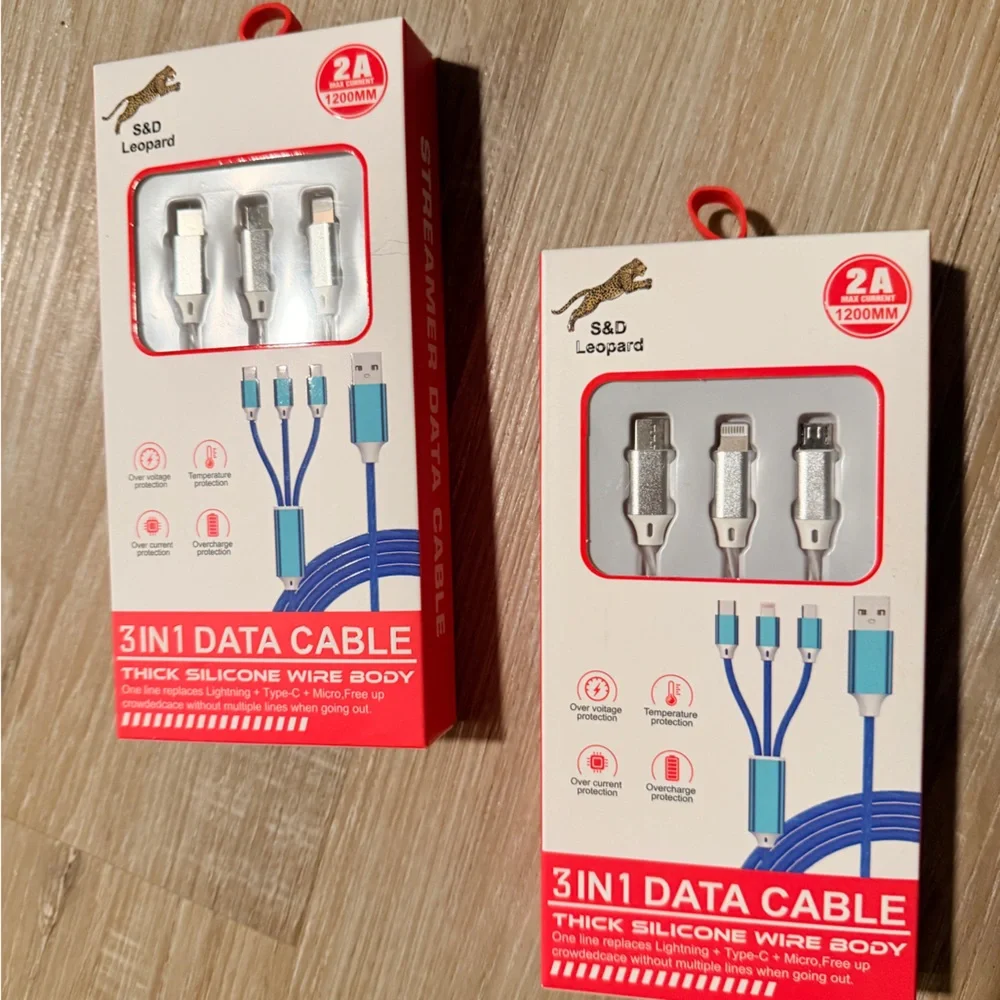 3-in-1 Data Cable - Blue- price for one
